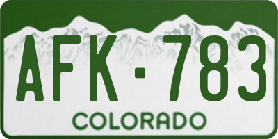 CO license plate AFK783