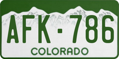 CO license plate AFK786