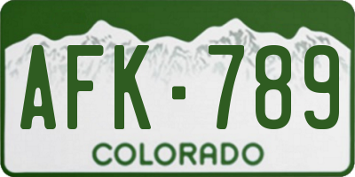 CO license plate AFK789