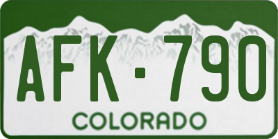 CO license plate AFK790