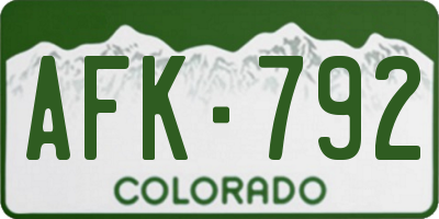 CO license plate AFK792