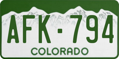 CO license plate AFK794