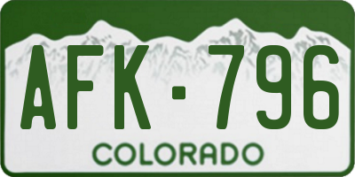 CO license plate AFK796