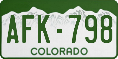 CO license plate AFK798