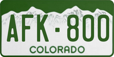 CO license plate AFK800