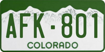 CO license plate AFK801