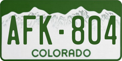 CO license plate AFK804