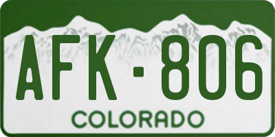 CO license plate AFK806