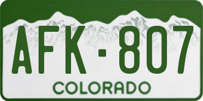CO license plate AFK807