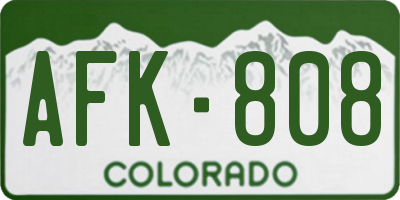 CO license plate AFK808