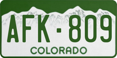 CO license plate AFK809