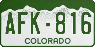 CO license plate AFK816