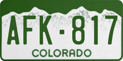 CO license plate AFK817