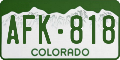 CO license plate AFK818