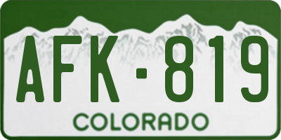 CO license plate AFK819