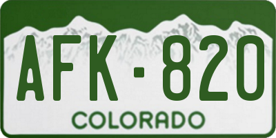 CO license plate AFK820