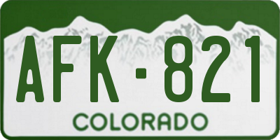 CO license plate AFK821