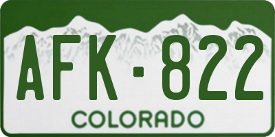 CO license plate AFK822