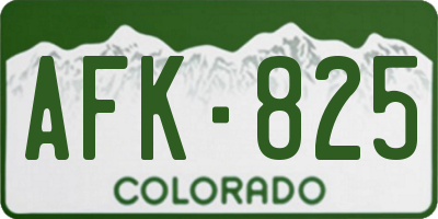 CO license plate AFK825