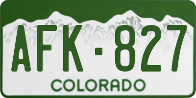 CO license plate AFK827