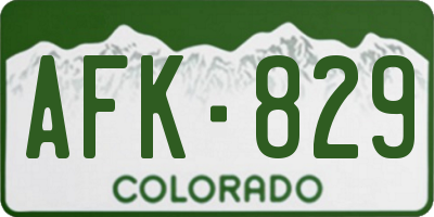 CO license plate AFK829