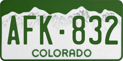 CO license plate AFK832