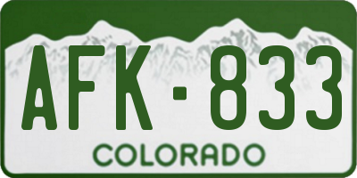 CO license plate AFK833