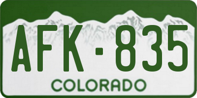 CO license plate AFK835