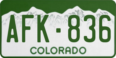 CO license plate AFK836