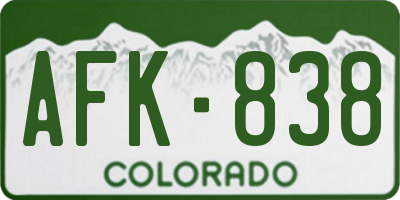 CO license plate AFK838