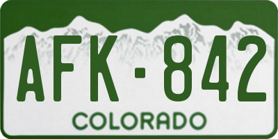CO license plate AFK842