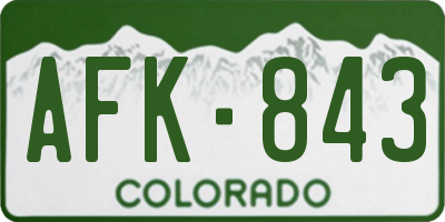 CO license plate AFK843