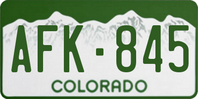 CO license plate AFK845