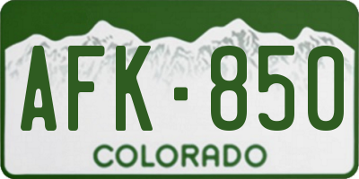 CO license plate AFK850