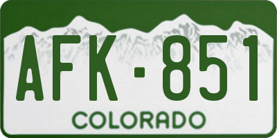 CO license plate AFK851