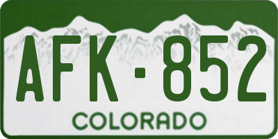 CO license plate AFK852