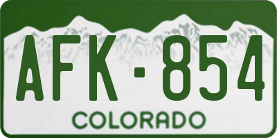 CO license plate AFK854
