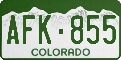 CO license plate AFK855