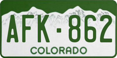 CO license plate AFK862