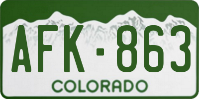 CO license plate AFK863