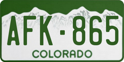 CO license plate AFK865