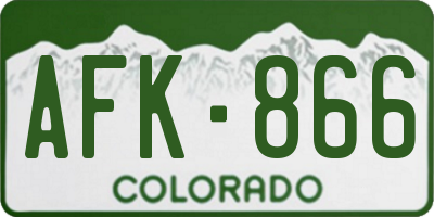 CO license plate AFK866