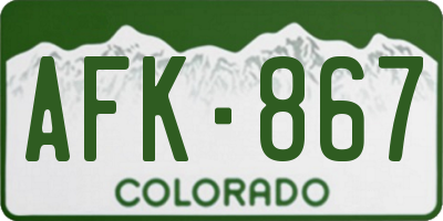 CO license plate AFK867