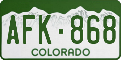 CO license plate AFK868