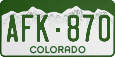 CO license plate AFK870