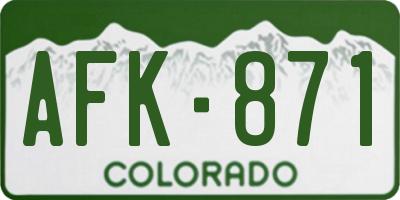 CO license plate AFK871