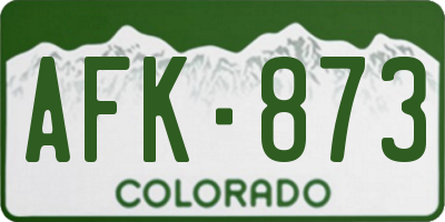 CO license plate AFK873