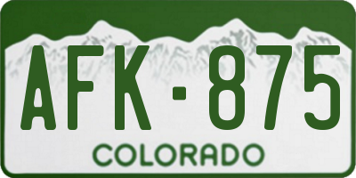 CO license plate AFK875