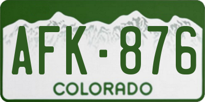 CO license plate AFK876