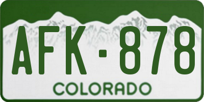 CO license plate AFK878